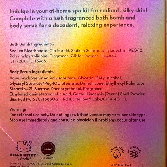 🎀NIB/HELLOKITTY Silky skin SpaSet in PeachPetals Includes bath bomb/suga… - Picture 5 of 11